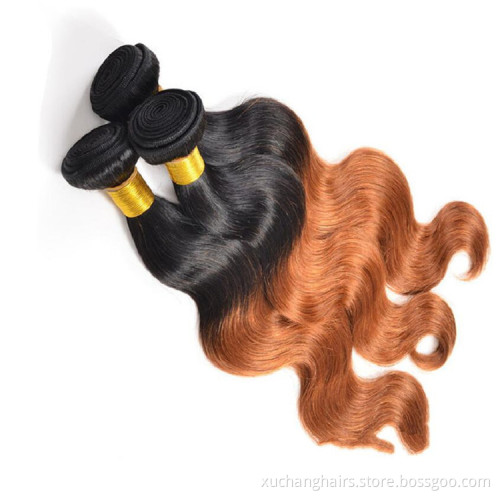 body wave ombre T1B 30 virgin peruvian Human Hair weft 3 bundles and a closure 100% remy hair extension cheap human hair bundles